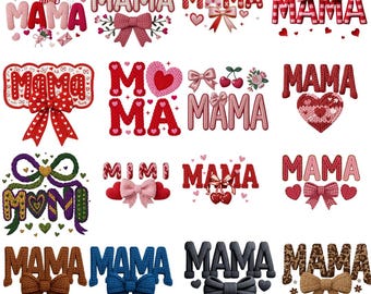 Crochet Mama Clipart PNG Bundle. Faux Yarn Mom Png