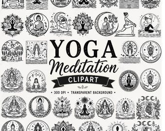 Yoga Meditation PNG Bundle Zen Yoga Clipart Bundle | Meditation PNG Files | Spiritual Woman PNG | Sublimation Design | Digital Download