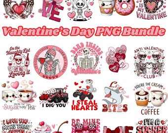 Valentine's Day PNG Bundle, Retro Love Clipart (Digital Download)