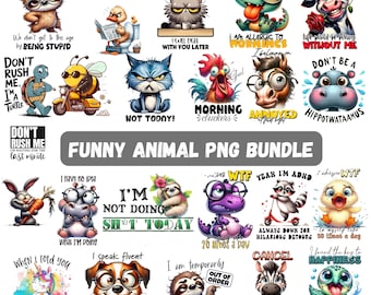 Funny Animals PNG Bundle, Sarcastic Clipart (Digital Download)