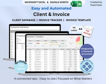 Plantilla de Excel y Google Sheets para el seguimiento de facturas para pequeñas empresas y autónomos (Descarga digital)