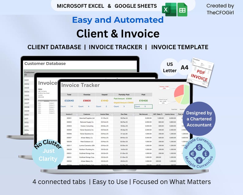 Invoice Tracker Excel & Google Sheets Template for Small Businesses ...