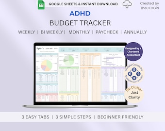 ADHD Budget Planner | Biweekly Paycheck Tracker (Google Sheets, Digital Download)