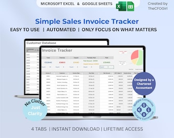 Simple Invoice Tracker Spreadsheet | Excel & Google Sheets (Digital Download)