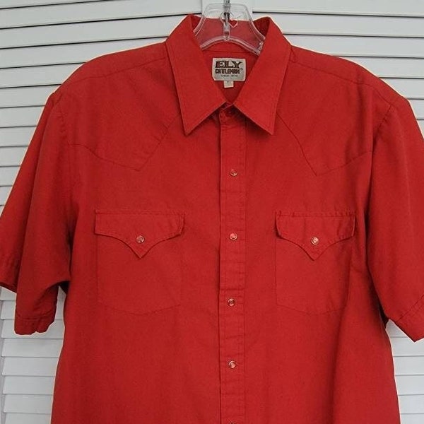Red Hot Cowboy Shirt/ Short Sleeve/ Large/ Ely Cattleman