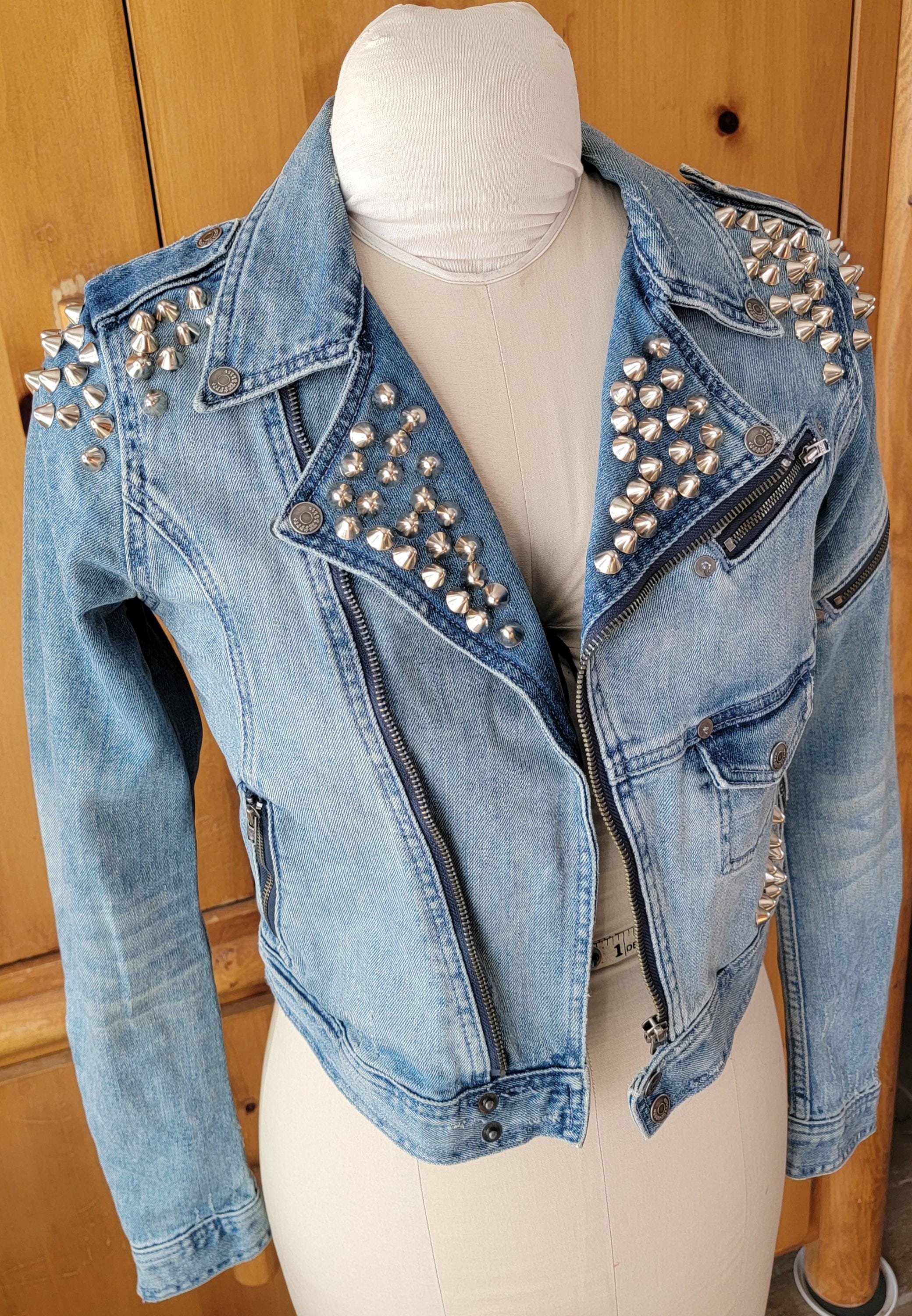 Heavy Metal Denim Jacket/ Punk Rock Girl / Studded Zip Up/ Grindcore ...