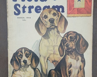Vintage Field and Stream magazine/ March 1945/ Beagles