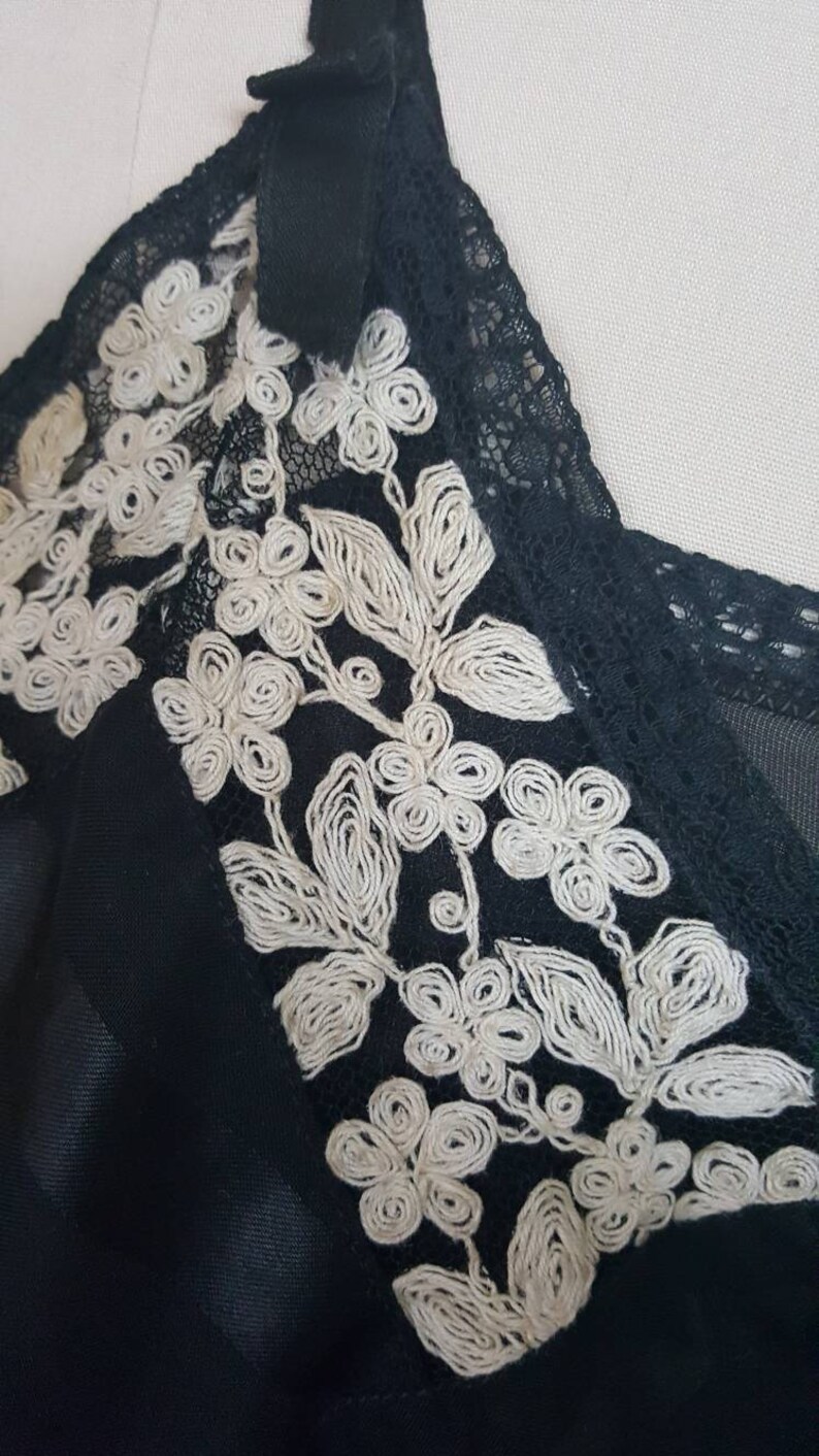 1920s Vintage RompersStep inBlack TulleTambour Embroidery
