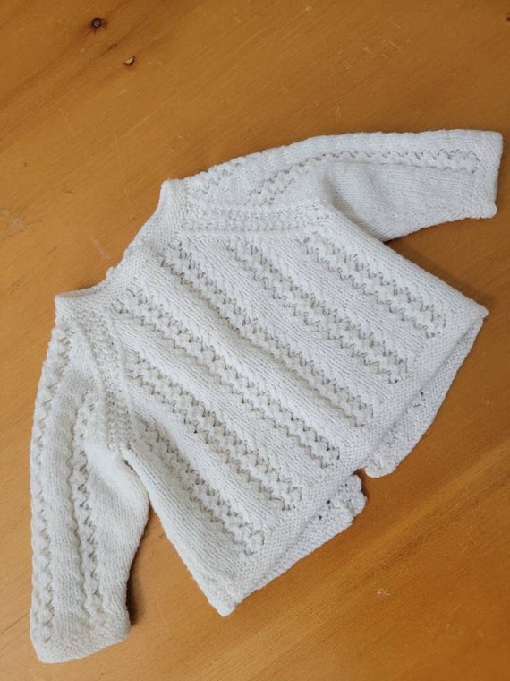 Vintage Hand Knitted Baby Sweater/ Tiny Sweater - image 2