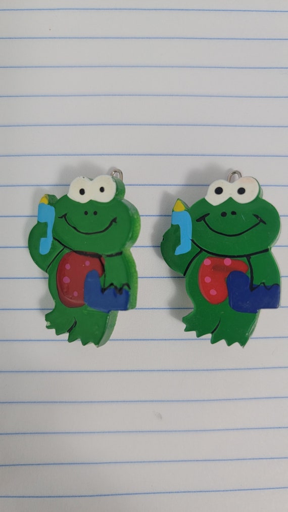 Vintage 80s Frog Hair Clips / Barrettes/ Taiwan RO
