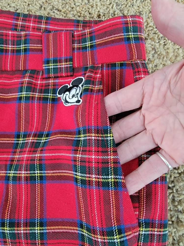 Mickey Mouse Red Plaid Leggings Forever 21 Forever 21 Mickey