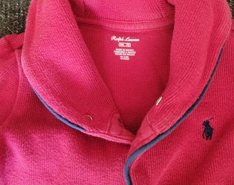 Baby Ralph Lauren Onesie/ Red Jammies/ Infant Size/ French Rib Cotton