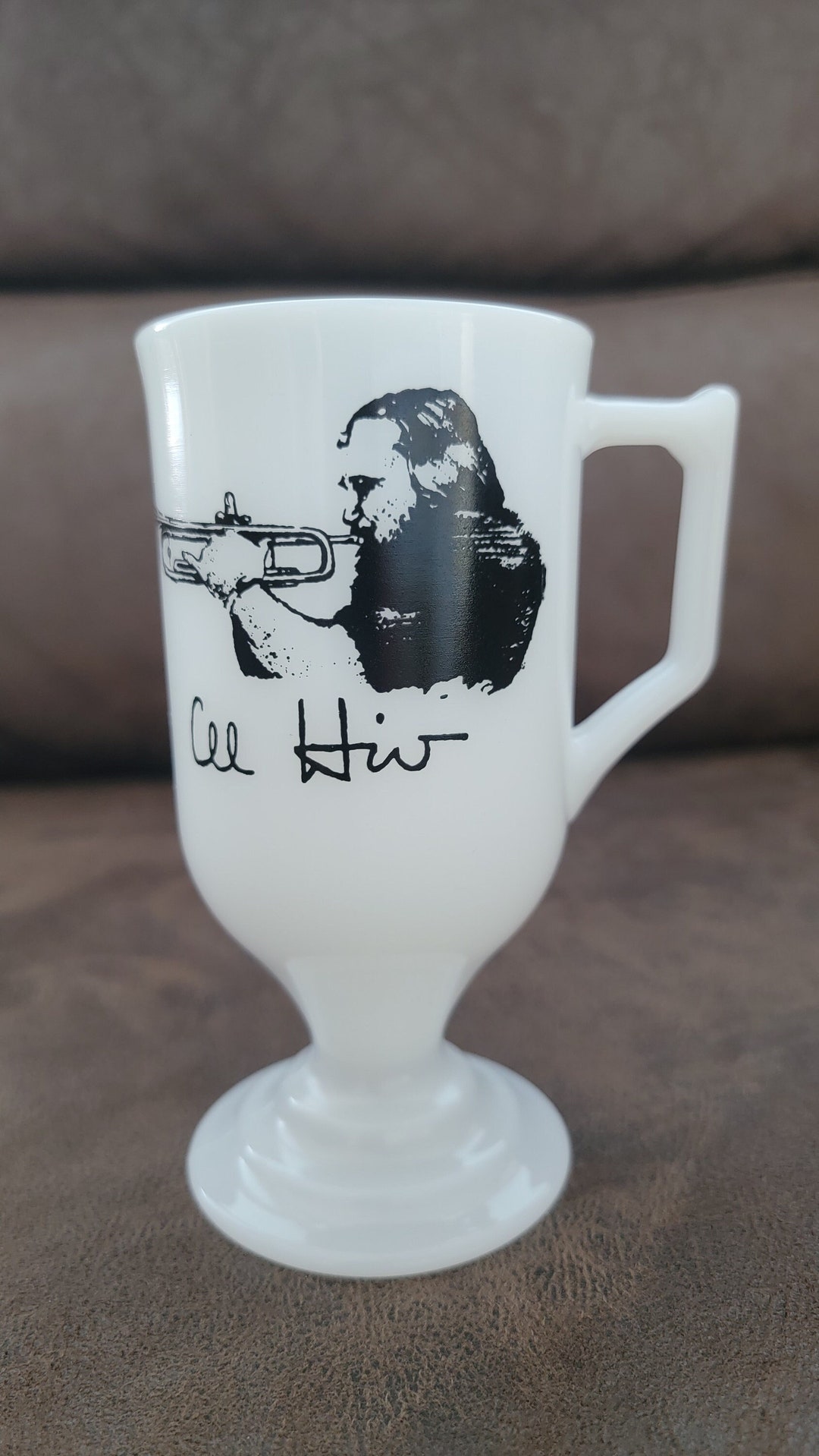 Milk Glass Mug / AL Hirt Trumpet Player/ Mardi Gras/jazz Music - Etsy