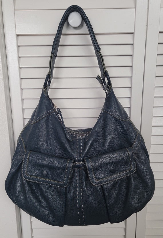 Navy Blue Leather Hobo Bag/ Soft Leather/ Cole Haa