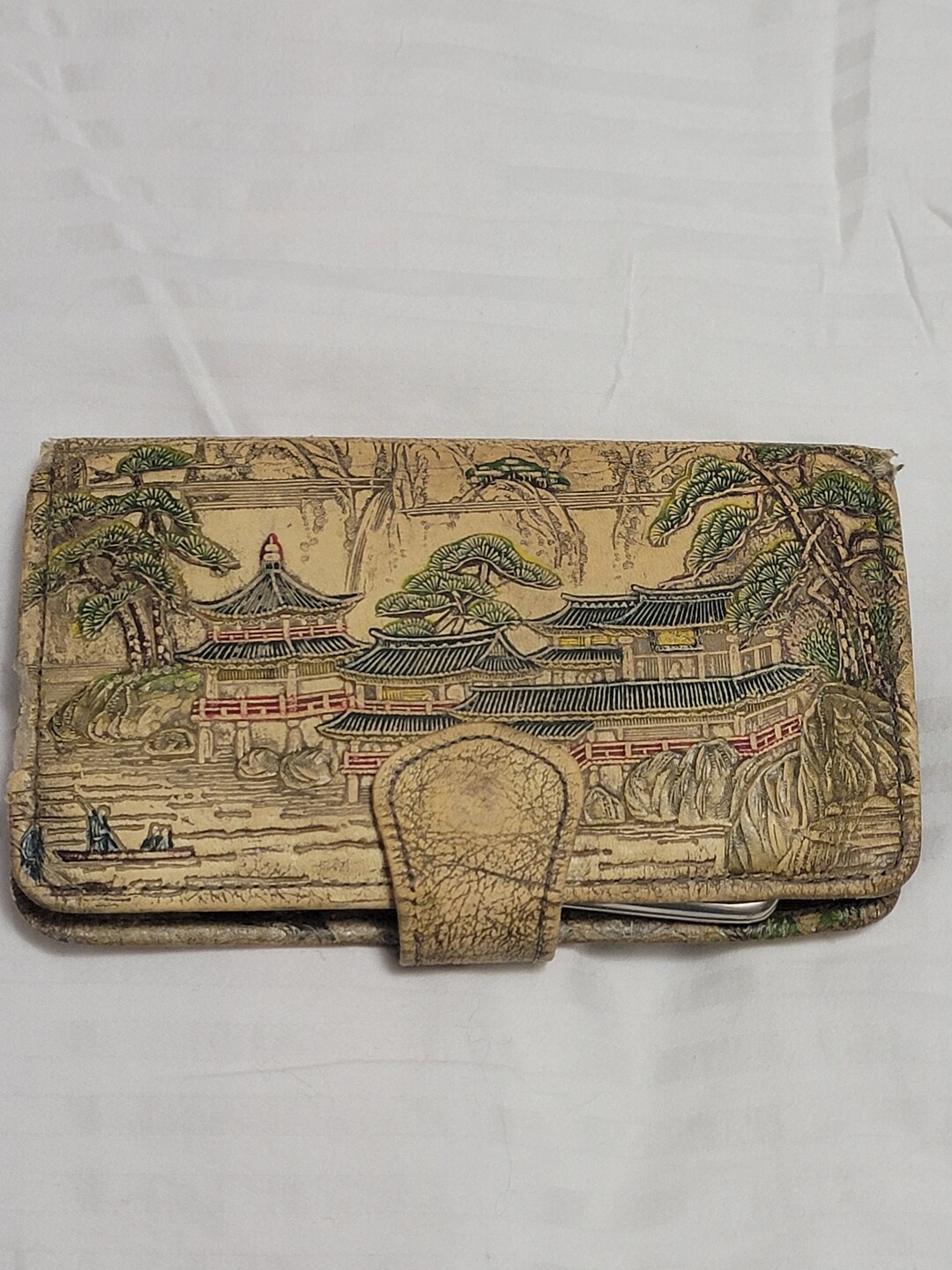 Vintage Japanese Hand Tooled Leather Clutch/ Antique Wallet/ Deco Etsy