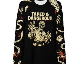 Womens Halloween BJJ Rash Guard, Taped & Dangerous No Gi Compression Top