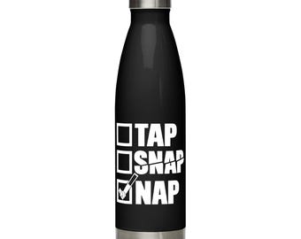 Tap Snap Nap BJJ Water Bottle, Insulated Jiu Jitsu Water Bottle With Belt Color, Grappler Gift