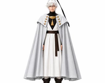 Disfraz de Atelier de Sombrero de Bruja, Disfraz de Cosplay de Qifrey, Túnica de Qifrey, Traje de Mago de Anime, Capa de Mago Blanco, Sombrero de Bruja, Disfraz Mágico de Fantasía