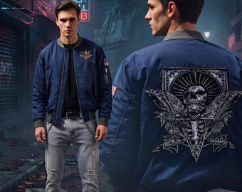 Inspired Leon Kennedy Blue Cosplay Bomber - Resident Evil 4 Costume Jacket - RE4  Leon Blue Cosplay Jacket - Resident Evil Fabric Jacket