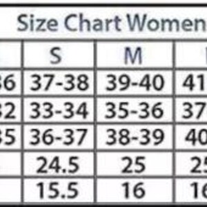 May include: A size chart for women's clothing, with measurements for bust, waist, hips, sleeves, and shoulder. Sizes range from XXS to XXXL, with measurements in inches.