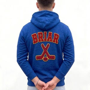 Garrett Graham B Patch Hoodie | Inspired Belmont Cameli Hockey Romance Sweatshirt |Inspired Off Campus Blue College Style Pullover