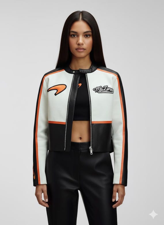 Women’s McLaren Inspired Racing Jacket | McLaren women biker jacket | McLaren motorcycle women jacket | McLaren f1 racing leather jacket