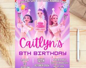 KPOP Demon Hunters Invitation, KPOP Demon Hunters Birthday invitation, EDITABLE K Pop Birthday Invitation, K Pop Invitation