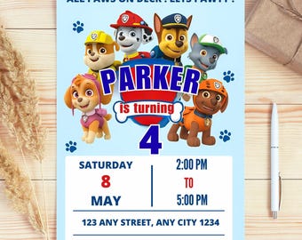 Puppy Birthday Invitation Template: Editable Kids Party Invite (Canva Template)