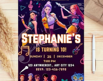KPOP Demon Hunters Invitation, KPOP Demon Hunters Birthday invitation, EDITABLE K Pop Birthday Invitation, K Pop  Invitation