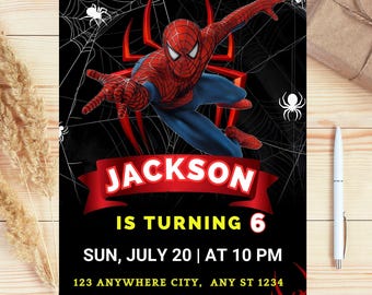 Spidey Birthday Invitation Template: Editable Canva Download