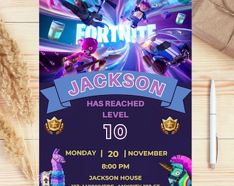 Fort Game Birthday Invitation: Battle Royale Theme (Canva Digital Template)