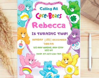 Care Bears Birthday Invitation: Editable Party Template (Digital)