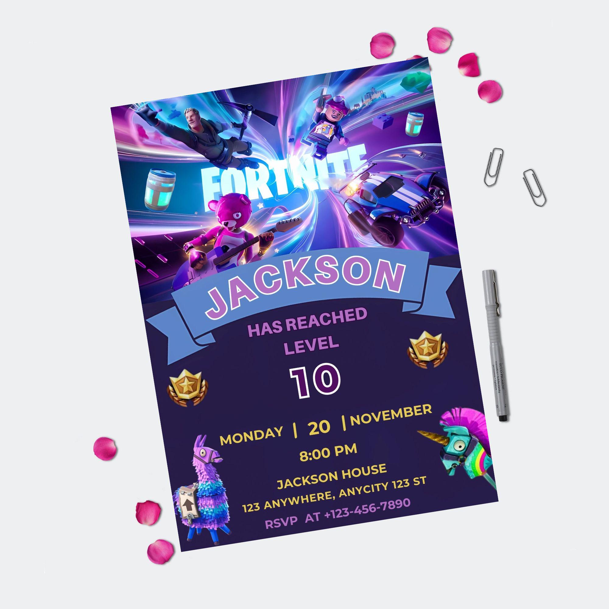 Fort Game Birthday Invitation: Battle Royale Theme (canva Digital