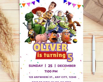 Editable Toy Story Birthday Invitation Template, Digital kids Birthday invites, Canva Invitations Birthday Party Invite