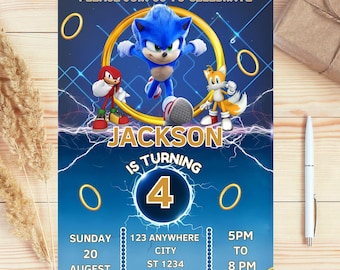 Sonic Birthday Invitation Template: Kids Party, Boys & Girls (Digital Download)