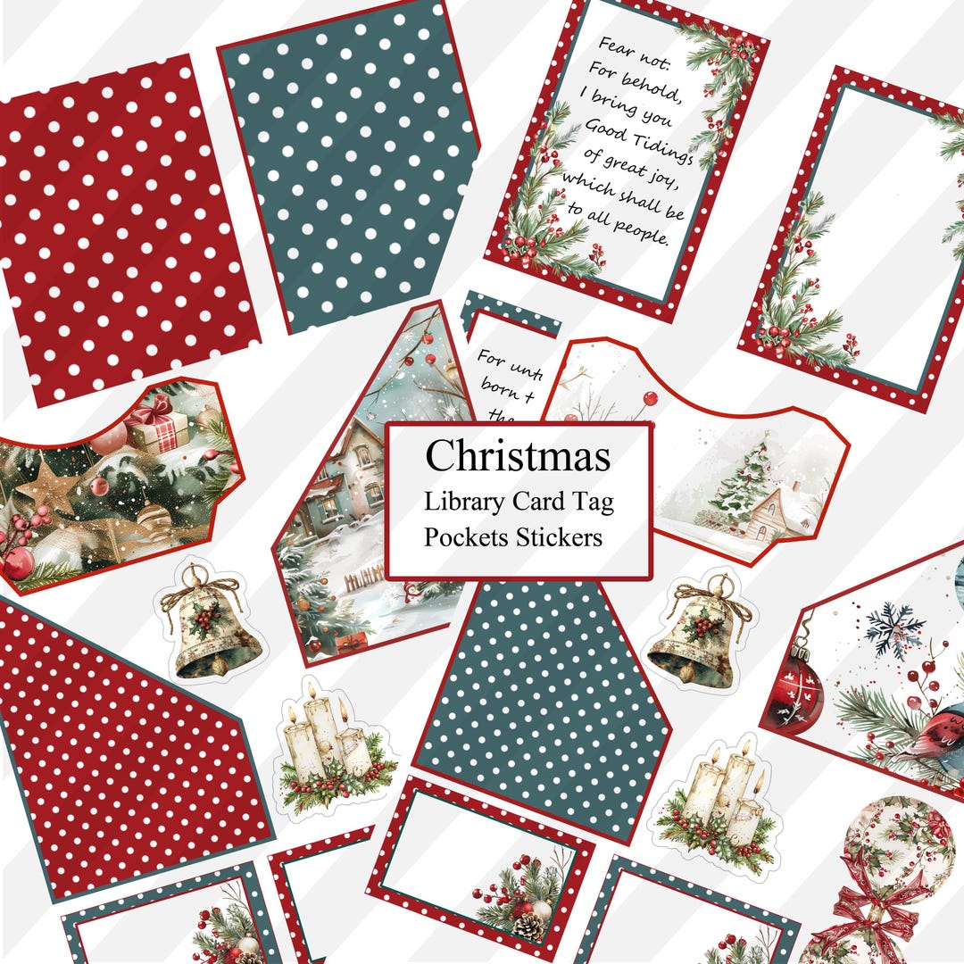 Vintage Christmas Library Card Tags: Printable Gift Card Holder ...