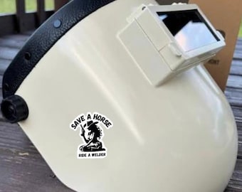 Sticker Ride a Welder/helm/laskap/blauwe kraag