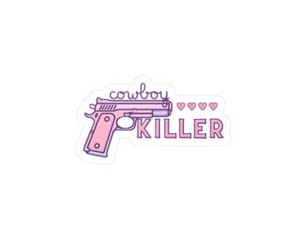 Sticker Cowboy Killer, schattige western - vinylsticker, laptopsticker, autosticker