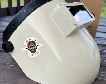Vinylsticker Just the Tip, grappig lasdecor, lassercadeau, sticker lashelm, sticker gereedschapskist, sticker lasser, sticker ijzerwerker, sticker lasser