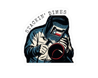 Stackin' Dimes Sticker Welding-Themed Stickers for Hard Hats, Welding Hoods, and Toolboxes, Gifts for Welders