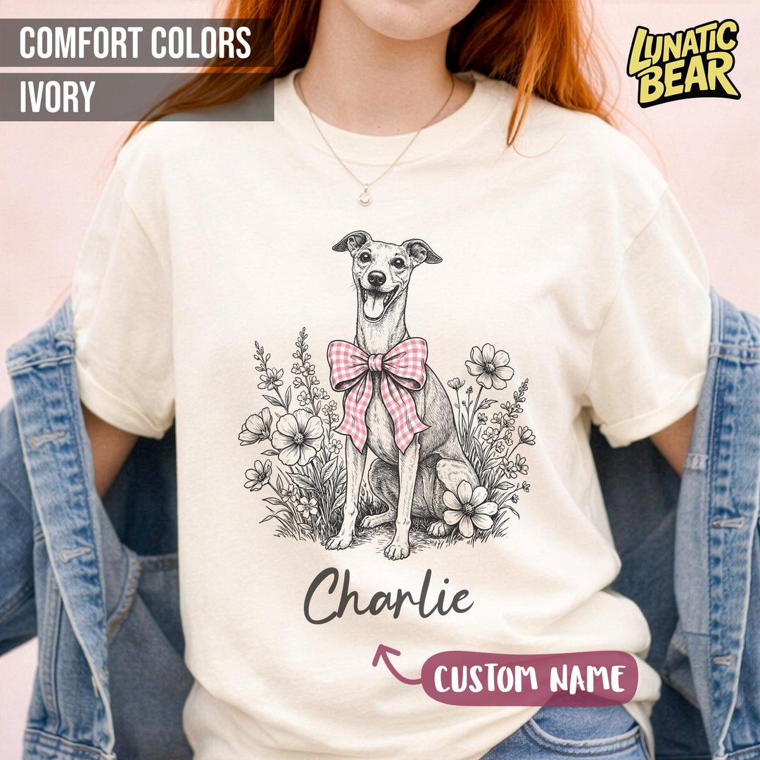 Custom Whippet Comfort Colors Shirt, Personalized Greyhound Mom Gift ...