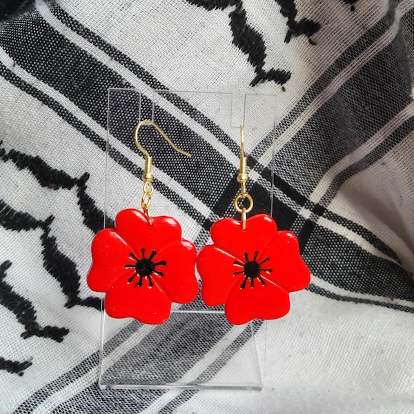Palestinian Poppy Earrings - Proceeds donated to families in Gaza