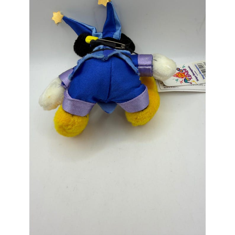 Tokyo Disneyland 15th Anniversary Mickey Mouse Jester Plush Badge 1998 Blue Star image 3