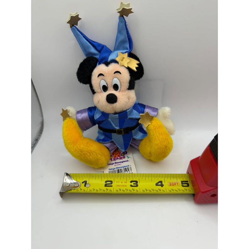 Tokyo Disneyland 15th Anniversary Mickey Mouse Jester Plush Badge 1998 Blue Star image 7