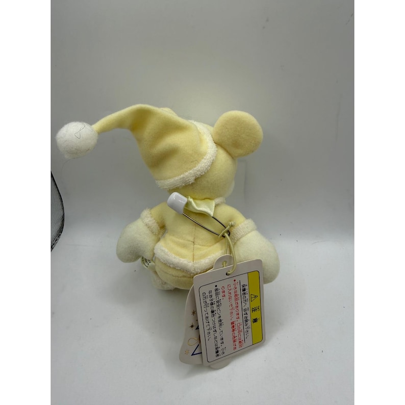 Tokyo Disneyland Mickey Mouse Christmas Plush Badge Cream Yellow Holiday Vintage image 2