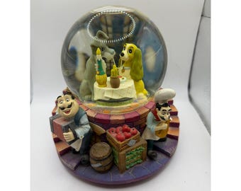 Disney Lady and the Tramp Bella Notte Musical Snow Globe Spaghetti Scene 7"