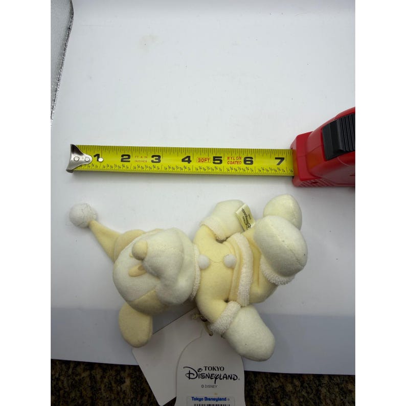 Tokyo Disneyland Mickey Mouse Christmas Plush Badge Cream Yellow Holiday Vintage image 7