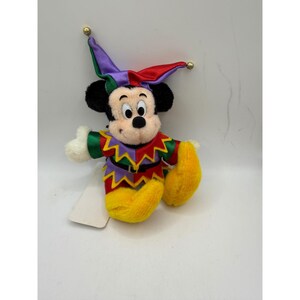Tokyo Disneyland 15th Anniversary Mickey Mouse Jester Plush Badge 1998 Vintage image 1