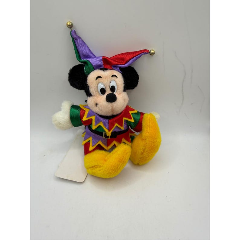 Tokyo Disneyland 15th Anniversary Mickey Mouse Jester Plush Badge 1998 Vintage image 1