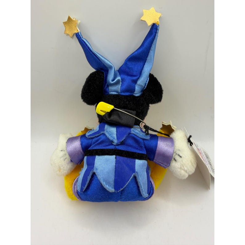 Tokyo Disneyland 15th Anniversary Mickey Mouse Jester Plush Badge 1998 Blue Star image 2